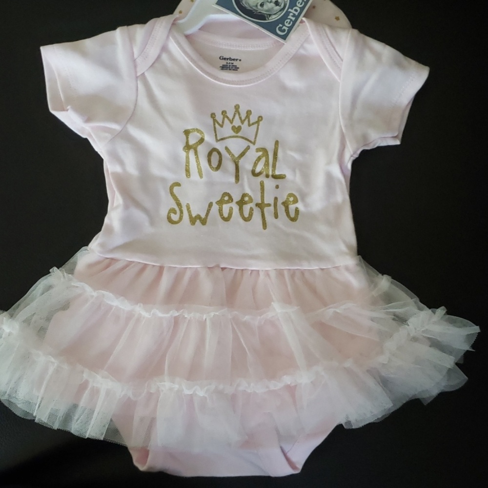Baby dress with attached tulle tutu skirt and hat